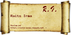 Raits Irma névjegykártya